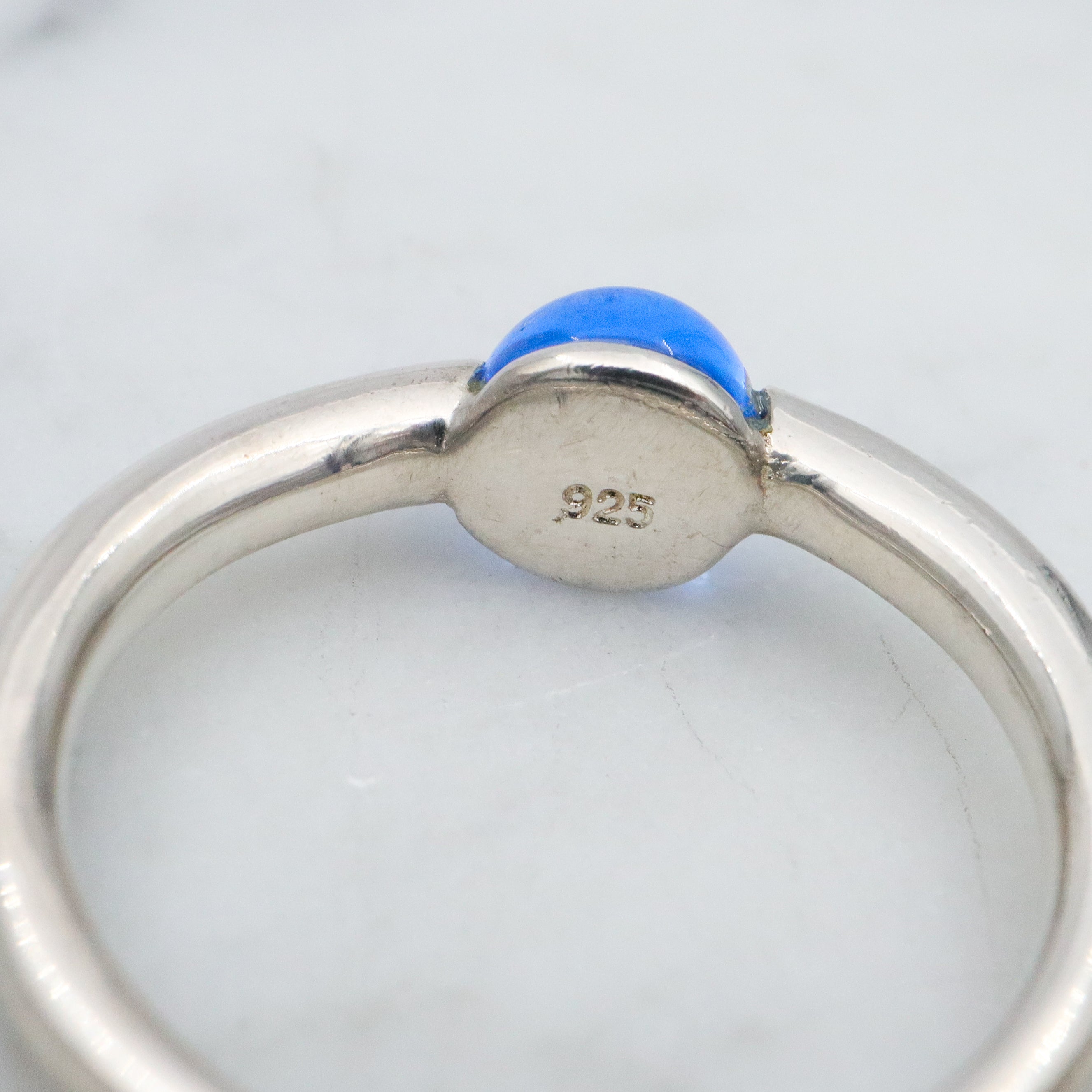 vintage Pomellato sterling blue glass ring, size 8.5